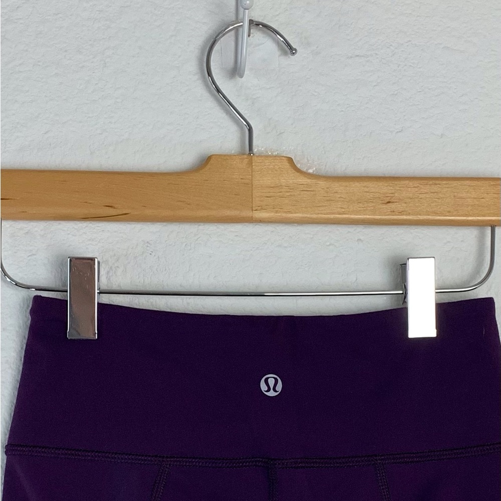 Lululemon Purple Side Gathered Satin Detail Leggings Sz 2 - Picture 11 of 13